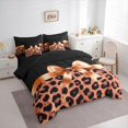 thumbnail image 3 of Homewish Leopard Print 7pcs Bedding Comforter Set For Teens Boys Girls,Kawaii Bow Queen Bedding Sets Super Cozy,Black Orange Queen Sheet Sets,Super Cozy Room Decor,Reversible, 3 of 8