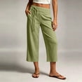 thumbnail image 2 of Ruimatai Womens High Waist Linen Capri Pants with Pockets Drawstring Wide Leg Casual Summer Vacation Daily Lounge Trousers, 2 of 7