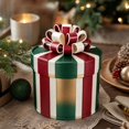 thumbnail image 3 of Christmas Decorative Storage Box, Round Ribbon Bow Gift Container for Holiday Parties, Red Green White Striped Metal Treat Box for Holiday Gifting and Decor, 3 of 3