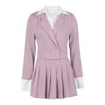 thumbnail image 6 of AWZXDE Women's Solid Color and Pleated Skirt Set with Buttoned Lapel Collar and Color-Blocked for Attire and Business Casual Purple,S, 6 of 6