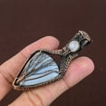 thumbnail image 3 of Natural Owyhee Opal, Moonstone Gemstone Copper Wire Wrap Pendant 2.96", 3 of 5