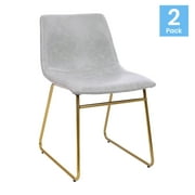 Flash Furniture 18 Table Height Timeless Mid-Back Sled Base Dining Chairs, Set of 2, Gray/Gold