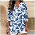 thumbnail image 2 of Top tipo túnica MARSVOVO azul con estampado de cachemir y cuello en V para mujer 2XL, 2 of 3