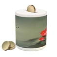 thumbnail image 1 of Dragonfly Piggy Bank, Traditional Japanese Painting Lotus Blooms in Tones Design, Ceramic Coin Bank Money Box for Cash Saving, 3.6" X 3.2", Red Reseda Green, by Ambesonne, 1 of 4