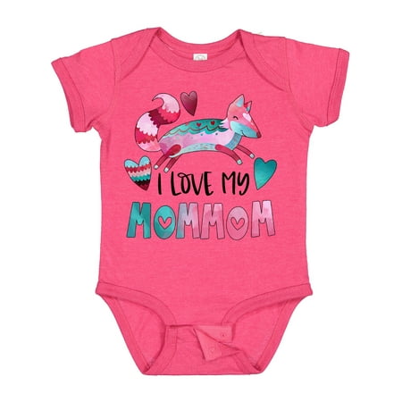 

Inktastic I Love My MomMom Pink and Blue Fox with Hearts Gift Baby Boy or Baby Girl Bodysuit
