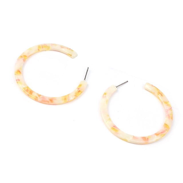 Dangle Earrings Leopard Print Smooth Circle Popular Accessories Statement Earring Anniversary Gift Ear Hook for Party Beach Use Light Yellow