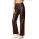 thumbnail image 4 of Pantalones de cuero sintético Daring Diva para mujer, de cintura alta, pierna recta, estilo punk, PU, talla XS, color marrón, 4 of 6