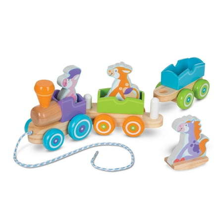 UPC: 0000772046084 | Melissa & Doug First Play Wooden Rocking Farm Animals Pull Train