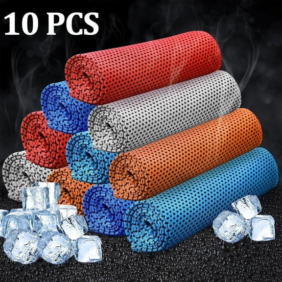 10pcs Cooling Towel Ice Towel Cooling Towel for Neck and Face Microfiber Cooling Towel for Gym, Travel, Yoga, Camping, Running, Outdoor Sport (10 Colors)