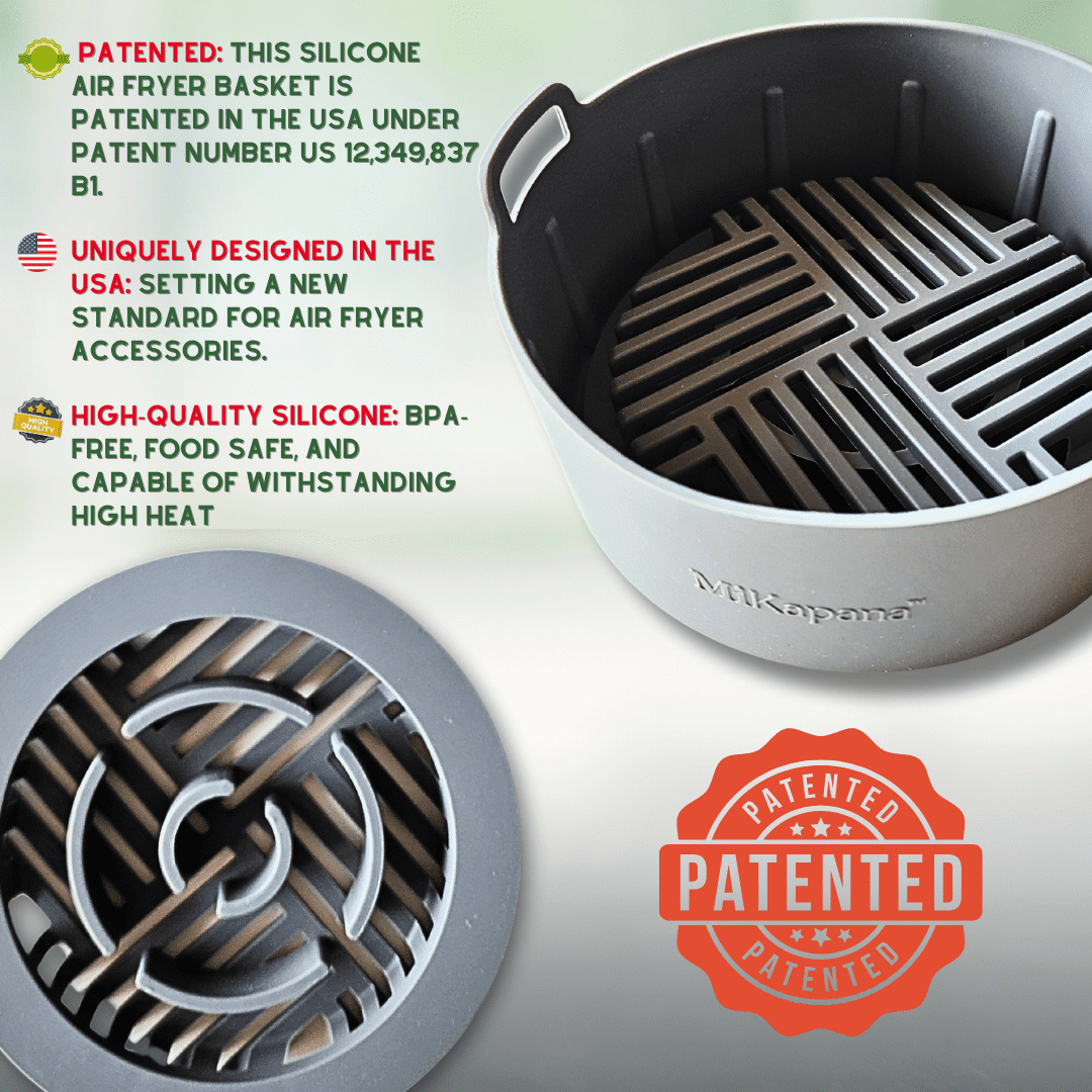 MiKapana Air Fryer Silicone Liners – 7.5" Round Large Silicone Trays for Air Fryer, Reusable Basket, Grey , 3-5 Qt