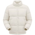 thumbnail image 4 of Mifsaly Mens Puffer Jacket Solid Color Stand Collar Full Zip Casual Padded Winter Coat with Multi Pockets Beige,5XL, 4 of 8