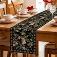 thumbnail image 3 of Spring Table Runner, Oriental Traditional Ethnic Floral Birds Retro Black Linen Cotton Linen Kitchen Table Decoration Washable Dining Tabletop Runners for Home Party Decor 13x36 Inches, 3 of 9