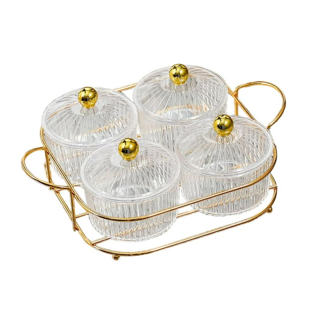 Platos De Aperitivos De Lujo Sunnimix Bandeja De Condimentos 4 Tazones Transparentes