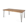 thumbnail image 5 of Euroco 72" Farmhouse Dining Table for 4-6, Large Rectangular Kitchen Table with Metal Legs for Dining Room, Home Office,Teak, 5 of 8