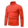 thumbnail image 4 of Men's Sweaters Ribbed Slim Fit Knitted Pullover Autumn Winter Turtleneck Solid Color Sweater Men Orange M, 4 of 4