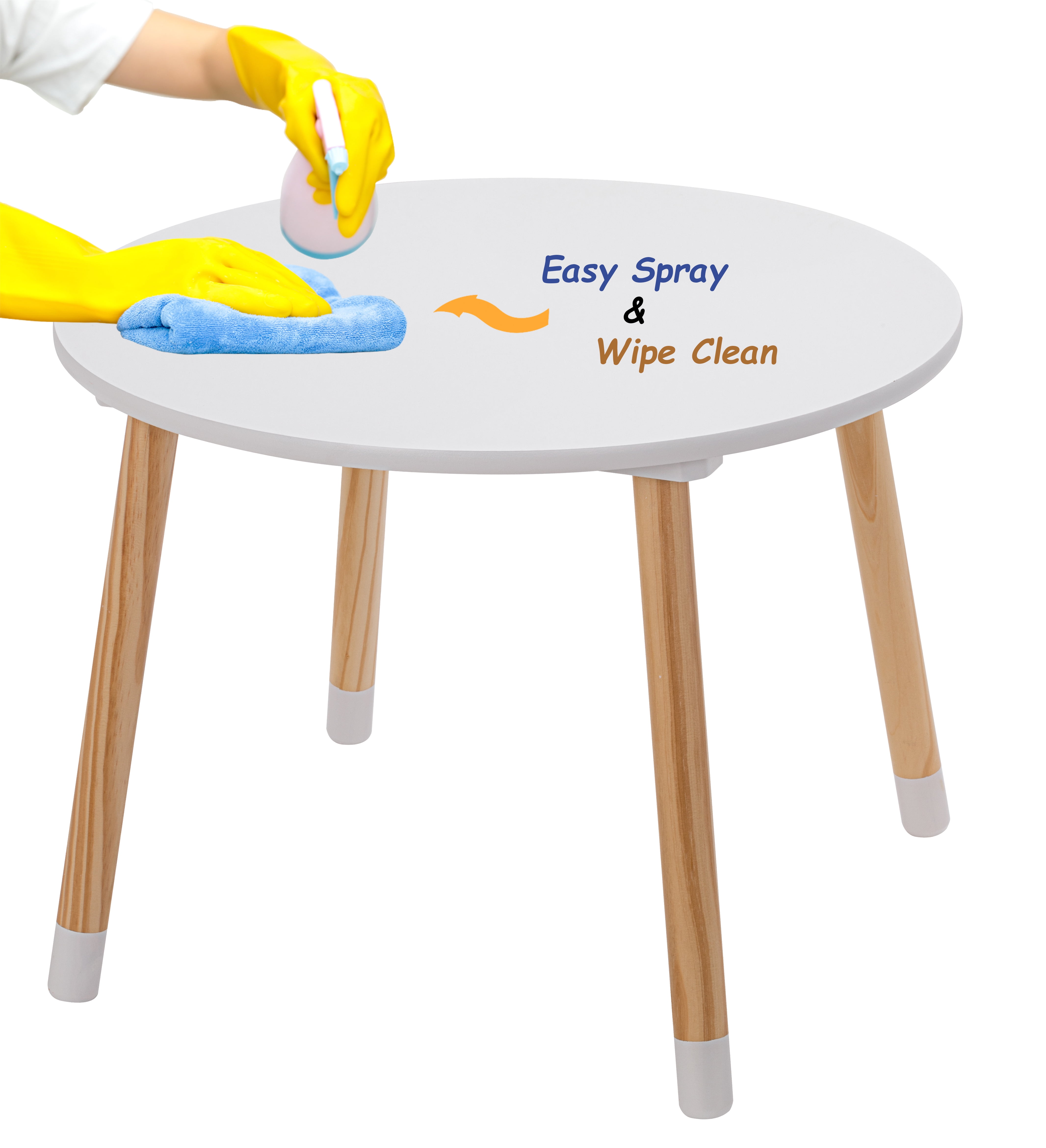 STAROUS 3-Piece Multifunction Kids Round Table and Chair Set, White