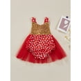 thumbnail image 2 of Seyurigaoka Valentine's Day Infant Girl Sleeveless Romper, Sequins Decor Princess Skirt Bodysuit, 2 of 8
