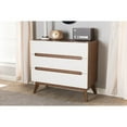 thumbnail image 6 of Baxton Studio Calypso Mid-Century Modern White and Walnut Wood 3-Drawer Storage Chest, 6 of 7