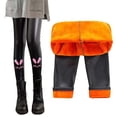 thumbnail image 4 of Beautyzll Kids Toddler Winter Fall Leather Leggings Pants for Girls 1-15T Solid Color Thick Fleece Pants Baby Lined Faux Leather Trouser, 4 of 8