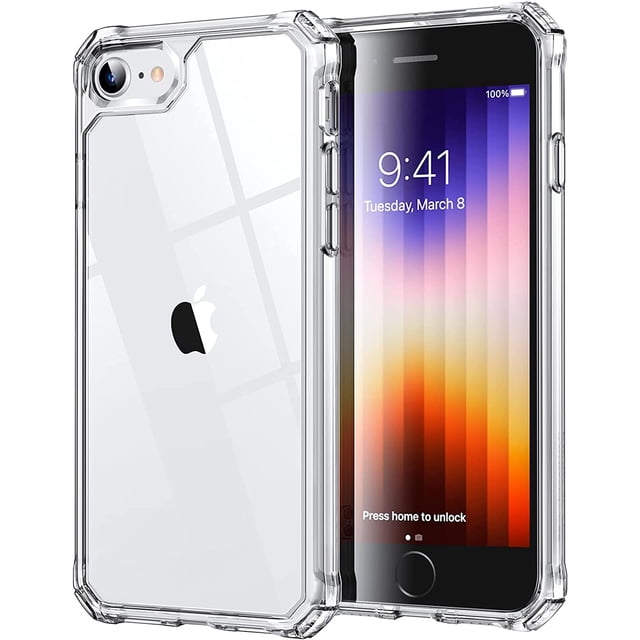 HTOOO Étui Armure Aérienne, Compatible avec iPhone SE (2022), iPhone SE (2020) et iPhone 8, Protection contre les Chutes de Qualité Militaire, Coins Absorbant les Chocs, Résistant au Jaunissement, pour iPhone SE 3/2, Transparent