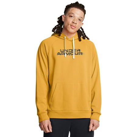 Men's Under Armour Rival Fleece Textured CG Hoodie Color: Golden Yellow Size: XXL