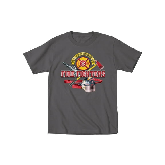 Instant Message - Most Demanding Job Firefighters Helmet Shield Fire Truck Novelty - Men's Short Sleeve Graphic T-Shirt