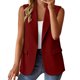 thumbnail image 1 of Chaquetas de traje estilo casual Abrigo sin mangas para mujer Chaqueta de punto de color sólido Chaqueta de punto de solapa informal con bolsillos,temperamento blazer(Rojo， S), 1 of 5