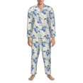 thumbnail image 3 of Fotbe Daisies Flowers Pijama de Hombre con Estampado de Manga Larga, Conjunto de 2 Piezas, Ropa de Dormir Suave y Cómoda con Bolsillos-Small, 3 of 7