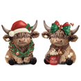 thumbnail image 1 of Figuras navideñas de resina Karenhi Highland con forma de vaca, 10 cm, 2 unidades, 1 of 6