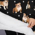 thumbnail image 3 of Oversized Wearable Blanket Hoodie,Bulldog Dog and Footprints Sherpa Blanket Hoodie with Super Pockets,Super Warm Fuzzy Pullover for Women & Men, 3 of 6
