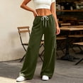 thumbnail image 4 of YHAJDS Women Straight Wide Leg Joggers Comfort Loose Fit Elastic Waist Solid Color Outdoor Casual Bottoms With Side Pockets, 4 of 8