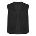 thumbnail image 3 of HOLEI Men Cowboy Tassel Solid Color Vest Suede Leather Fringe Waistcoat Sleeveless Open Front Vest Jacket Black XL, 3 of 6