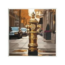 Stupell Industries Glam City Hydrant Abstract Painting Unframed Art Print Wall Art, 12 x 12