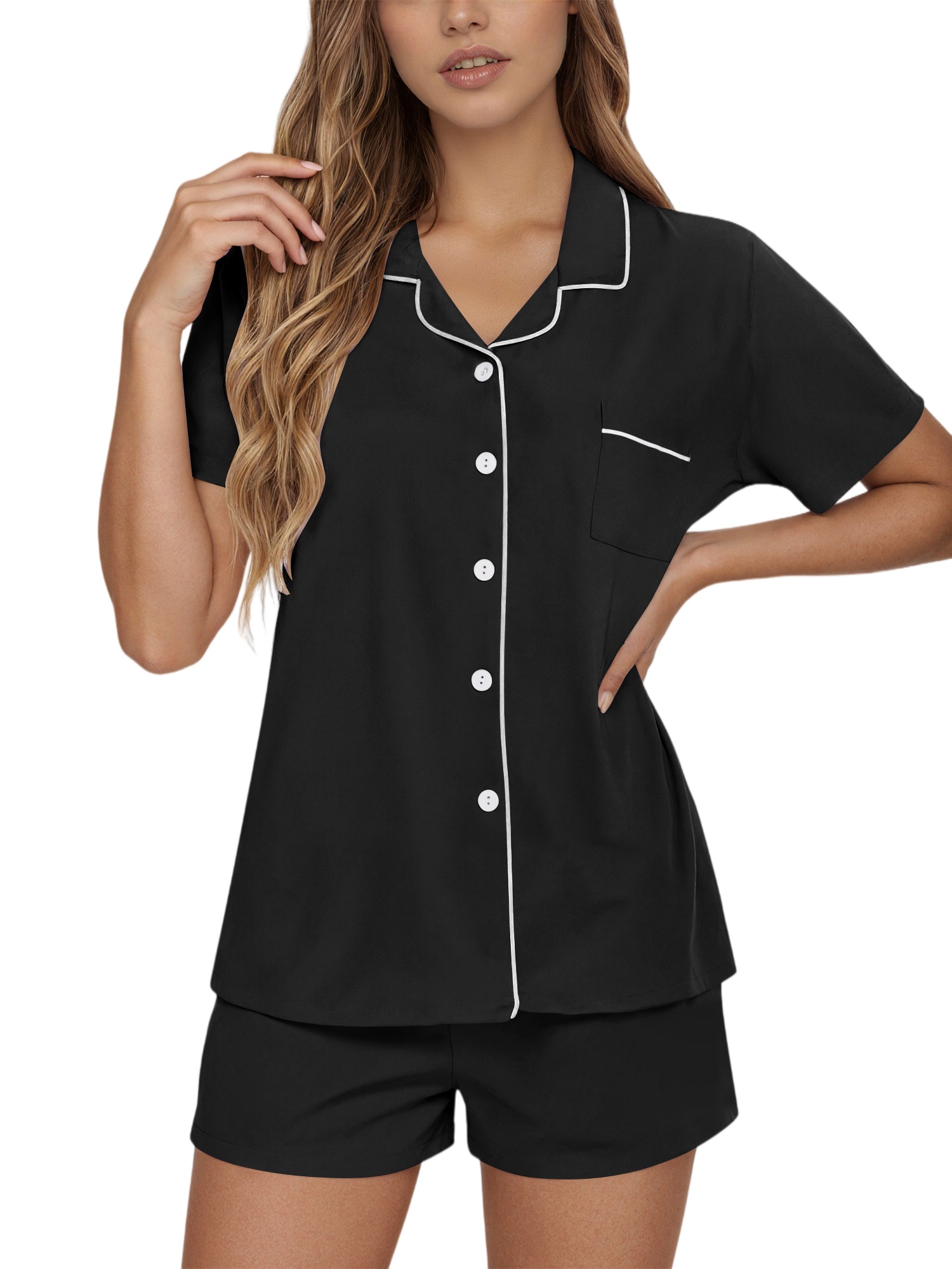 UVN Women's Button-Down Pajama Set with Shorts photo 7