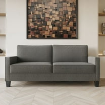 Home Design Marcia Square Arm Sofa with Padded Back and Seat, Modern Upholstery, Black Legs, Comfortable Living Room Seating, Gray