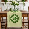thumbnail image 3 of St. Patrick's Day Celtic Cone Table Runner-72 Inch Long Green Lucky Shamrock on Beige Table Runners Linen Burlap Tablerunner for Kitchen Dining Room Holiday Party, 3 of 9