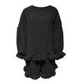thumbnail image 5 of Cagogo Women's Plus Size 2 Piece Outfits Round Neck Puff Sleeve Blouse Crop Top Elastic Waisted Shorts Casual Set Loose Solid Boho Vacation Travel Clothes, Black L, 5 of 5