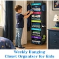 thumbnail image 4 of Weekly Clothes Organizer Hanging Shelf 5 Tier Outfit Storage with Side Mesh Pockets for Bedroom Dorm Closet, 4 of 7