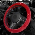 thumbnail image 3 of Funda para volante de mujer con cristales brillantes y diamantes brillantes para coche, SUV, ajuste universal, 15 pulgadas (rojo con diamante rojo, tamaño estándar (14" 1/2-15" 1/4)) ER, 3 of 5