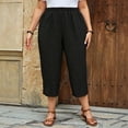 thumbnail image 5 of yillto Plus Size Capris Pant for Women Wide Leg Loose Cotton Linen Cropped Casual Trouser Capri Pants, 5 of 5