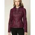 thumbnail image 2 of Made by Johnny Women's Removable Hoodie Motorcyle Jacket XS WINE, 2 of 6