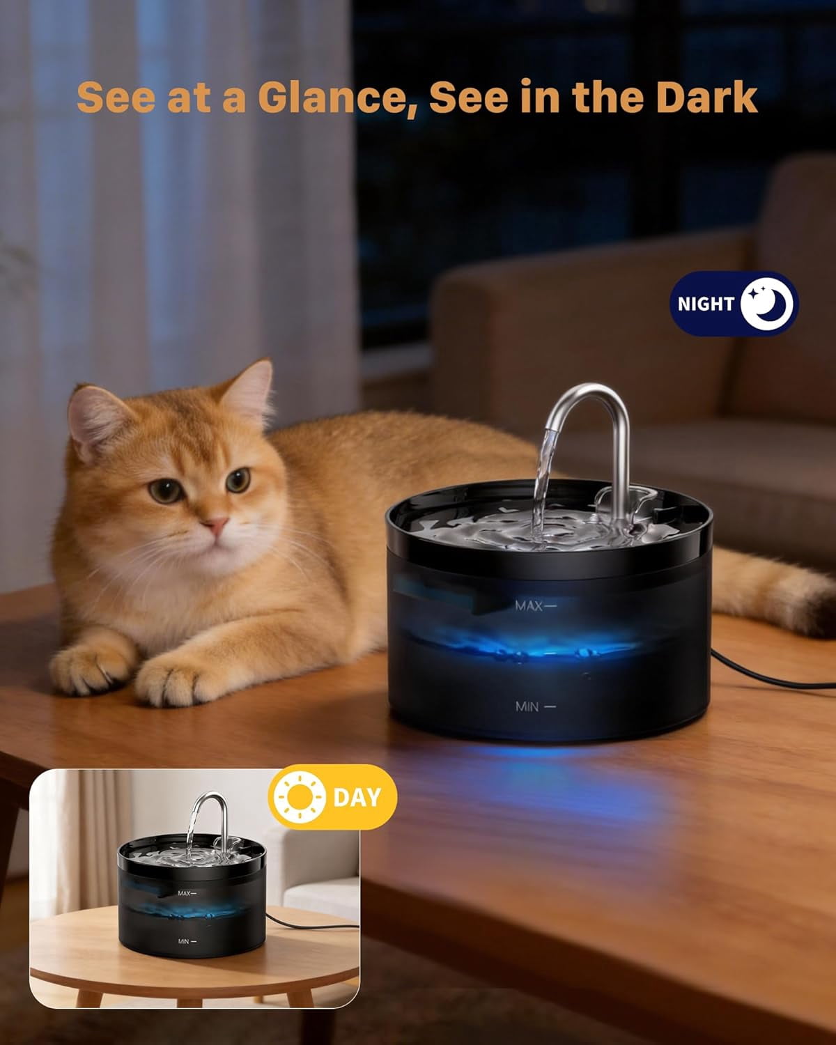 Large 3.2L Pet Water Fountain for Cats Indoors with 6 Filters & 3 Sponges