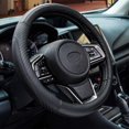 thumbnail image 1 of BR Funda universal de cuero negro para volante de coche: suave, transpirable, antideslizante, talla M (37-38 cm/14,5-15 pulgadas), 1 of 5