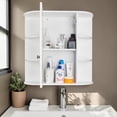 thumbnail image 2 of GZXS Wall Mounted Storage Cabinet with Mirror, Bathroom Cabinet with Open Shelves, Space-Saving Medicine Cabinet for Living Room, Laundry Room, Kitchen, White, 2 of 7