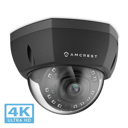 Amcrest 4K Outdoor POE IP Camera, UltraHD 8MP Security Camera, 3840x2160P Resolution, IK10 Vandal Resistant Dome, 2.8mm Lens, IP67 Weatherproof Security, Cloud & MicroSD Recording