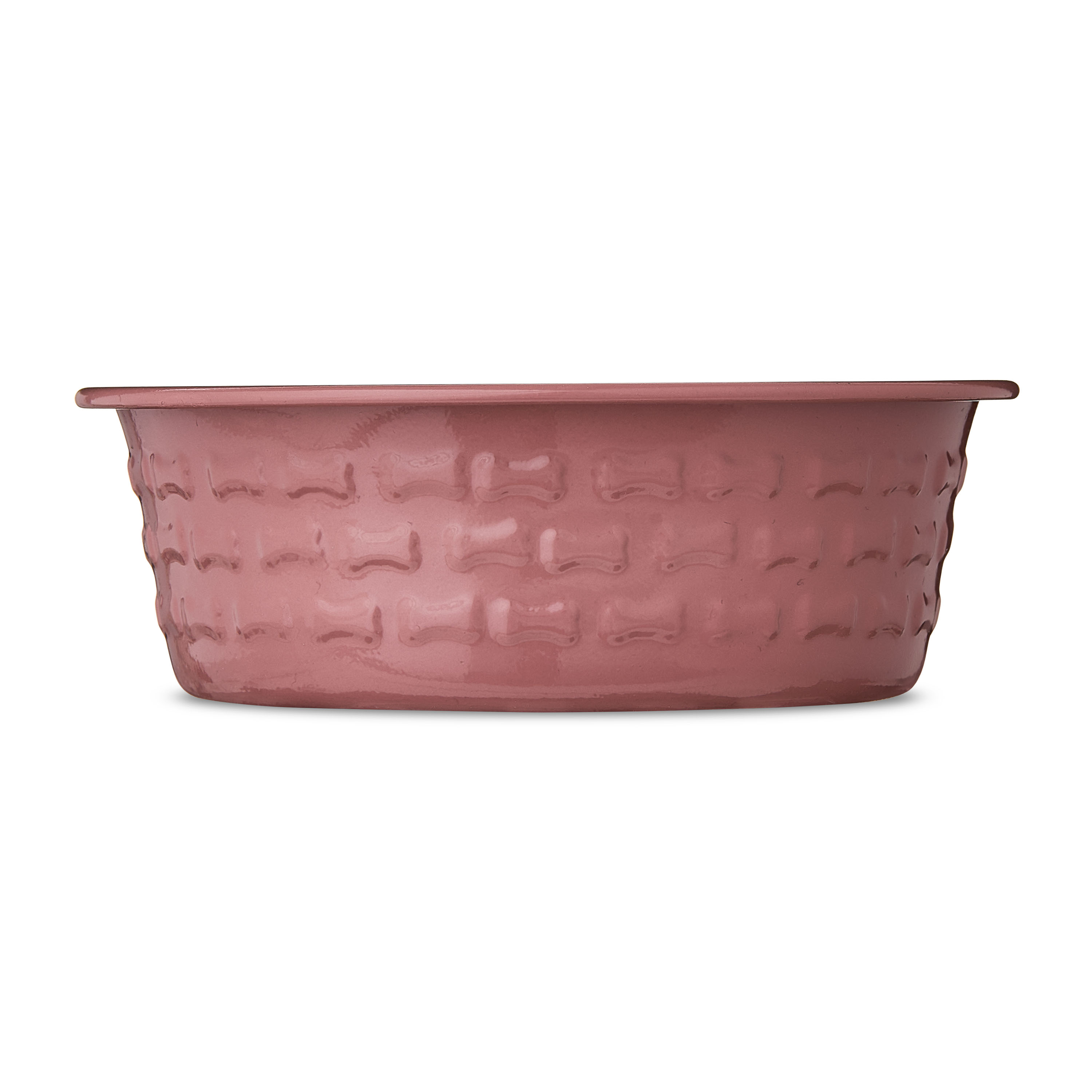 Vibrant Life Small Stainless Steel Embossed Dog Bowl, Red Bones