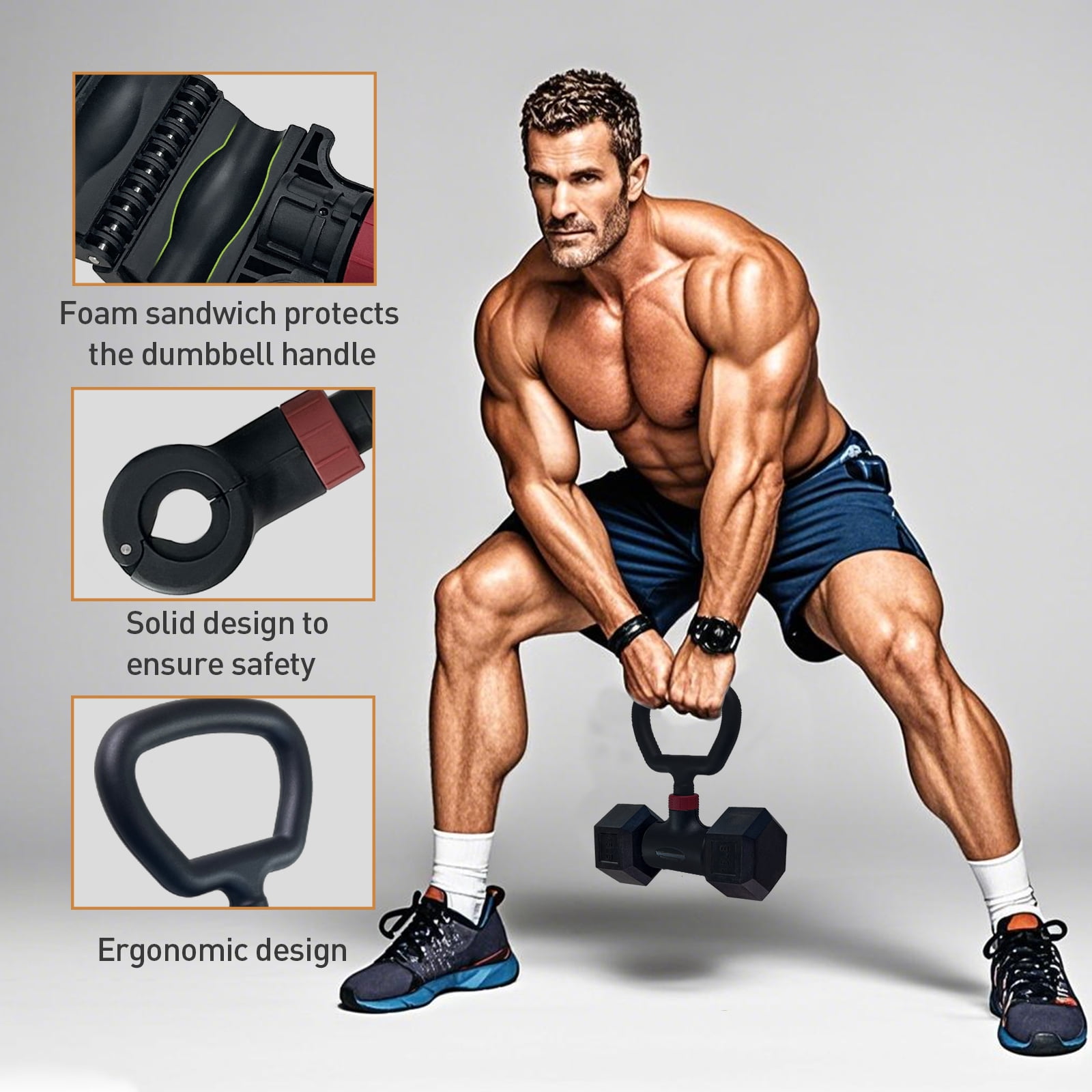 KORIKAHM Hyperbell Dumbbell Converter - Convert Dumbbells to Barbell Set and Kettlebell for Home Fitness - Adjustable & Up to 200 lb Capacity Weight Barbell for Weight Lifting