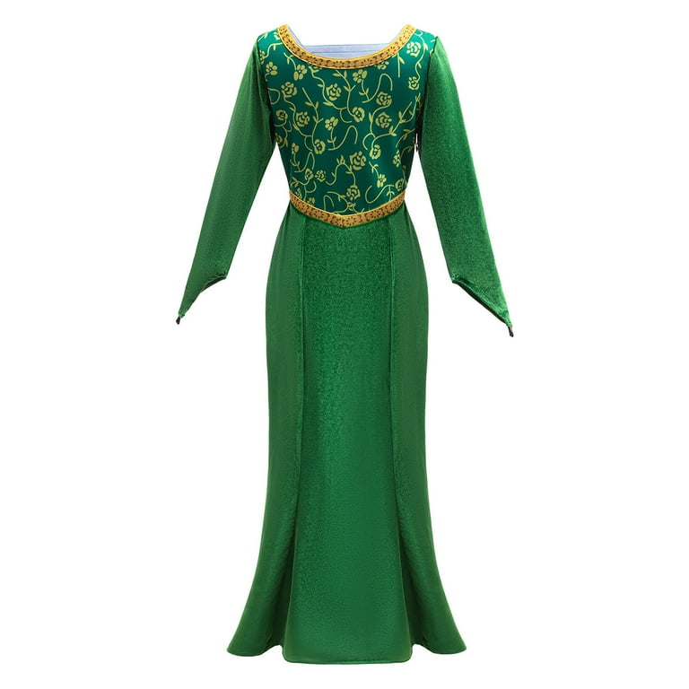 Shrek Princess Fiona Costume Kids Green Dress Shrek Princess Fiona Costume Kids Green Dress