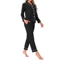 thumbnail image 4 of INSPIRAR CHIC Conjunto de Pijamas de Algodón para Mujeres, Camisa de Manga Larga con Botones y Pantalones, Talla L, Negro, 4 of 6