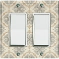 thumbnail image 1 of Metal Light Switch Plate Outlet Cover (Damask Ornament Tan Pattern - Double Rocker), 1 of 2